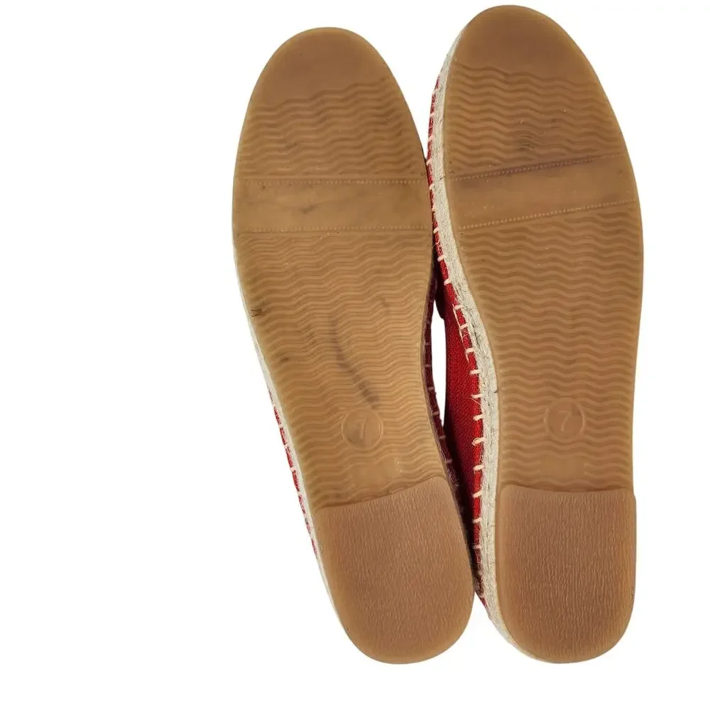 Seastar Red Embroidered Pineapple Slip On Espadrille Flats Casual Shoes Size 7